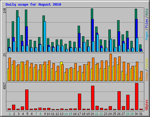 Daily usage for August 2010